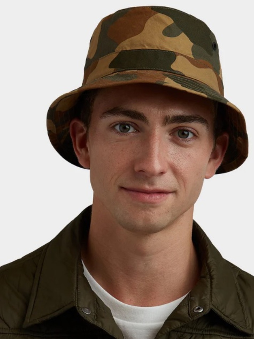 TILLEY MADE IN CANADA WAXED COTTON TAN CAMO PRINT BUCKET HAT SZ S/P - Picture 4 of 11